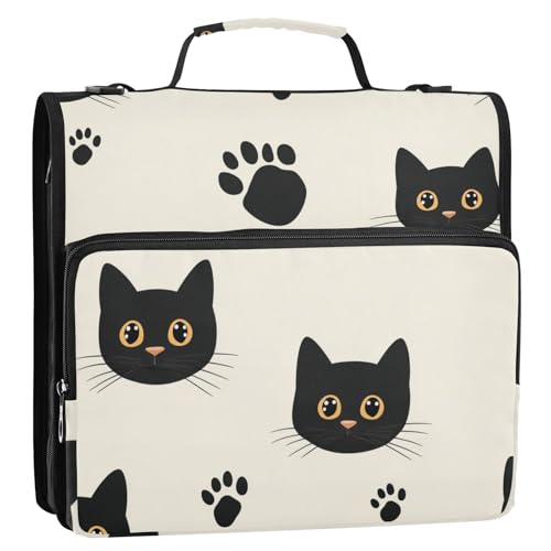 Cartoon Minimalistische schwarze Katzen, 3 Ringe, 3,8 cm, stabiler Reißverschluss, Ordner mit Griff, Laege-Kapazität, tragbar, für Zuhause, Reisen, sichere Aufbewahrungstasche, geeignet für Cartoon Minimalistische schwarze Katzen, 3 Ringe, 3,8 cm, stabiler Reißverschluss, Ordner mit Griff, Laege-Kapazität, tragbar, für Zuhause, Reisen, sichere Aufbewahrungstasche, geeignet für von siphylline