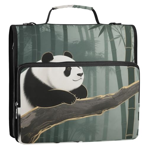 China Panda Ordner mit 3 Ringen, Reißverschluss und Riemen, mehrere Taschen, Dokumenten-Organizer für die Schule China Panda Ordner mit 3 Ringen, Reißverschluss und Riemen, mehrere Taschen, Dokumenten-Organizer für die Schule von siphylline
