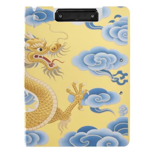 Clipboard Faltbares Klemmbrett Chinesischer Drache A4 Clipfolio Horizontal und Vertikal Doppelclips Büro Klemmbrett mit Abdeckung von siphylline