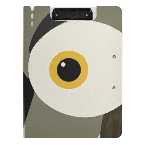 Clipboard Folder Cute Cartoon Owl Big Eyes Grey A4 Clipboard Clipfolio Double Metal Clips Pen Holder School Clip Board with Cover von siphylline