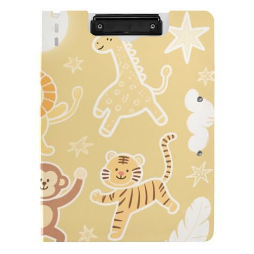 Clipboard Niedliches Tier Löwe Giraffe Wolke Gelb Weiß A4 Clipfolio Doppelklammern Stifthalter Schule Klemmbrett mit Abdeckung von siphylline