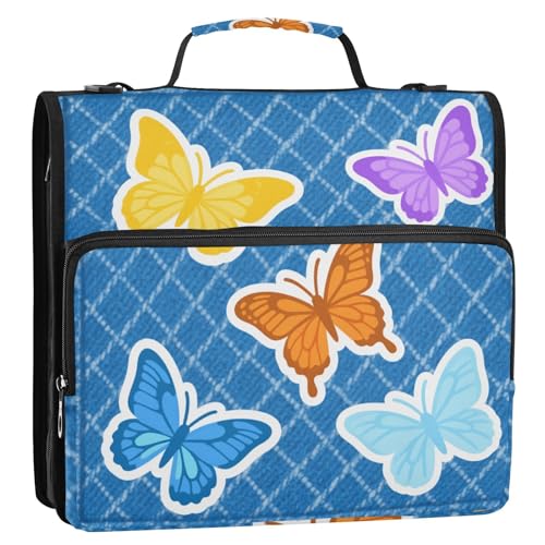 Cowboy-Schmetterlings-Ordner mit 3 Ringen, 3,8 cm, mit extra Taschen mit Schultergurt und Griff, mehrere Taschen, tragbar, für Zuhause, Reisen, sichere Aufbewahrungstasche für Schule/Büro Cowboy-Schmetterlings-Ordner mit 3 Ringen, 3,8 cm, mit extra Taschen mit Schultergurt und Griff, mehrere Taschen, tragbar, für Zuhause, Reisen, sichere Aufbewahrungstasche für Schule/Büro von siphylline