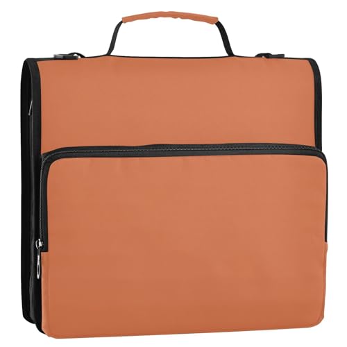 Dirty Orange Ordnertasche mit 3 Ringen, Reißverschluss, 3,8 cm, mit Griff, mehrere Taschen, Schulordner für die Schule von siphylline