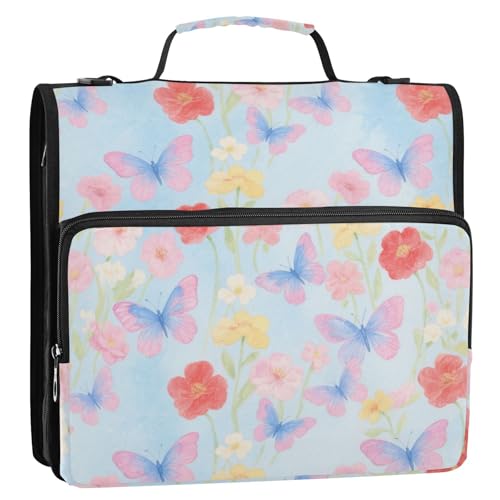 Dokumenten-Organizer mit 3 Ringen, mit extra Taschen und Griff, mehrere Fächer, für Mittelschüler, Rosa-Lila Dokumenten-Organizer mit 3 Ringen, mit extra Taschen und Griff, mehrere Fächer, für Mittelschüler, Rosa-Lila von siphylline
