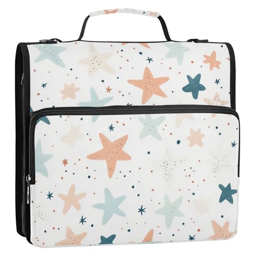 Einfacher, minimalistischer Sternordner mit 3 Ringen und extra Taschen mit Schultergurt, leicht zu transportieren, Schulbedarf, Organizer für Büro, Schule von siphylline