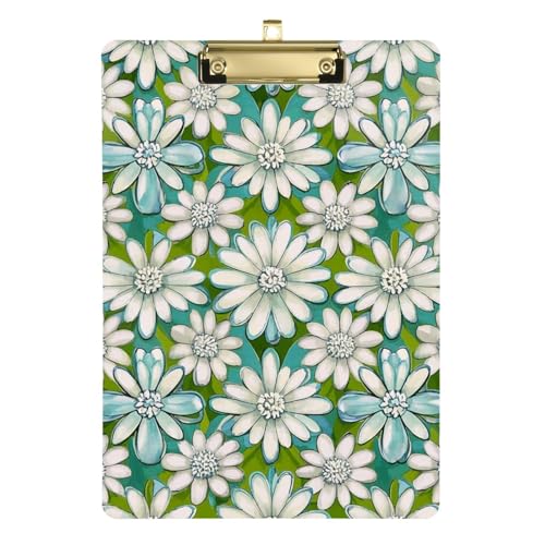 Elegante Klemmbretter mit Gänseblümchen, Kunststoff, für Polizei, Büro, Krankenschwester, Fußball, Trainer, Größe 22,9 x 30,5 cm, Weiß / Blau von siphylline