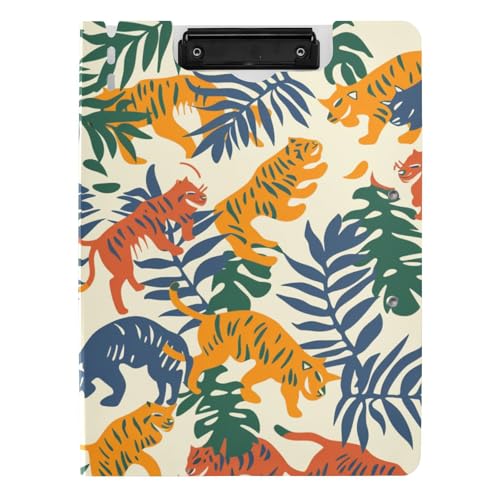 Faltbare Klemmbretter, Tiger, Tiere, bunt, A4, Klemmbrett, Folio-Ordner, zwei Metall-Clips, Stifthalter, Still-Clipboard mit Abdeckung Faltbare Klemmbretter, Tiger, Tiere, bunt, A4, Klemmbrett, Folio-Ordner, zwei Metall-Clips, Stifthalter, Still-Clipboard mit Abdeckung von siphylline