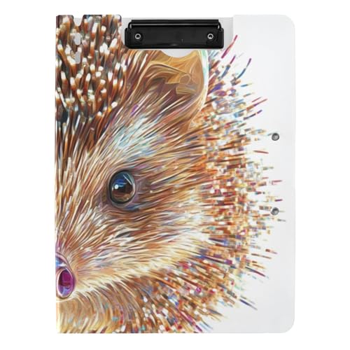 Faltbare Klemmbretter Fuuny Igel, realistischer Stil, A4-Klemmbrett, Padfolio, horizontale und vertikale Doppel-Clips, Schul-Klemmbrett mit festem Einband von siphylline