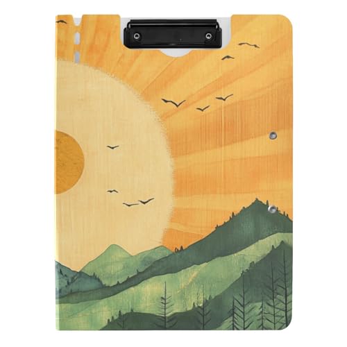Faltbare Klemmbretter Golden Sunshine Green Mountain A4 Klemmbrett Folio Zwei Metallclips Stifthalter Schule Klemmbrett mit Hardcover von siphylline