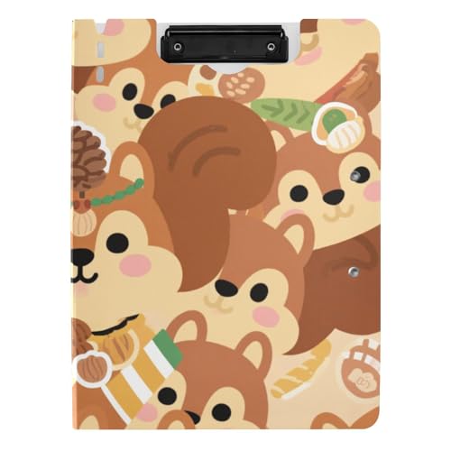 Faltbares Klemmbrett, Cartoon-Eichhörnchen, Braun, A4-Klemmbrett, Folio-Ordner, doppelte Metall-Clips, Stifthalter, Schul-Klemmbrett mit Abdeckung Faltbares Klemmbrett, Cartoon-Eichhörnchen, Braun, A4-Klemmbrett, Folio-Ordner, doppelte Metall-Clips, Stifthalter, Schul-Klemmbrett mit Abdeckung von siphylline