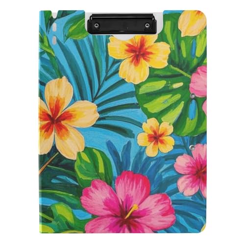 Faltbares Klemmbrett, bunte Sommer-Hawaii-Blumen, A4-Klemmbrett, Folio-Ordner, horizontale und vertikale Doppel-Clips, Büro-Klemmbrett mit Abdeckung Faltbares Klemmbrett, bunte Sommer-Hawaii-Blumen, A4-Klemmbrett, Folio-Ordner, horizontale und vertikale Doppel-Clips, Büro-Klemmbrett mit Abdeckung von siphylline