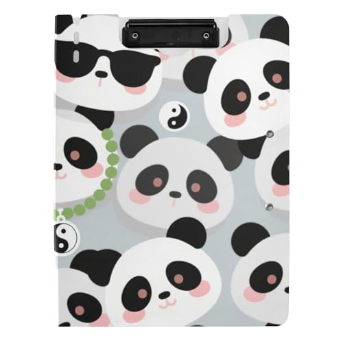 Faltbares Klemmbrett Cartoon Cute Panda Grau A4 Klemmbrett mit Binder Doppelclips Stifthalter Büro Klemmbrett mit Hardcover von siphylline