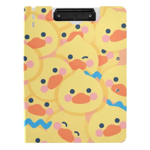 Faltbares Klemmbrett Cartoon niedliche gelbe Ente A4 Klemmbrett Binder doppelte Metallclips Stifthalter Schule Klemmbrett mit Abdeckung von siphylline