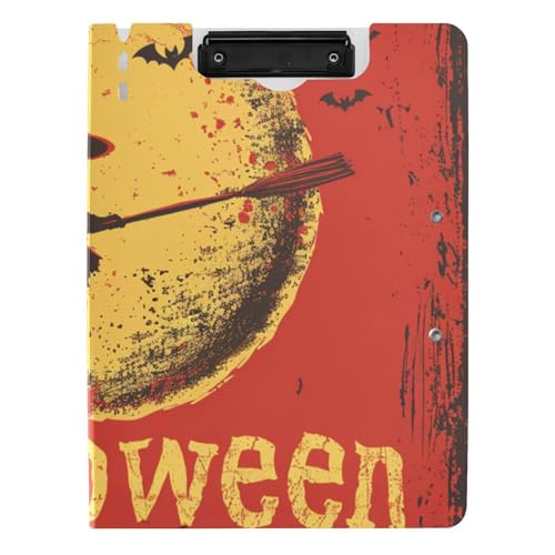 Faltbares Klemmbrett Hexe Mond Happy Halloween A4 Klemmbrett Clipfolio Zwei Metallclips Stifthalter Büro Klemmbrett mit Abdeckung von siphylline