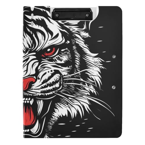 Faltbares Klemmbrett Roaring Animal Schwarz A4 Klemmbrett mit Padfolio Doppelte Metallclips Stifthalter Schule Klemmbrett mit Abdeckung von siphylline