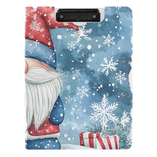 Faltbares Klemmbrett Snowland Blau Winter Schneeflocken Niedlicher Zwerg A4 Klemmbrett mit Binder Doppelte Metallclips Stifthalter Schule Klemmbrett mit Abdeckung von siphylline