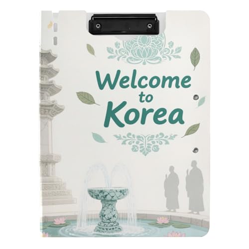 Faltbares Klemmbrett "Welcome to Korea Scenery Culture", A4-Klemmbrett, Clipfolio, zwei Metallklammern, Stifthalter, Schulklemmbrett mit festem Einband von siphylline