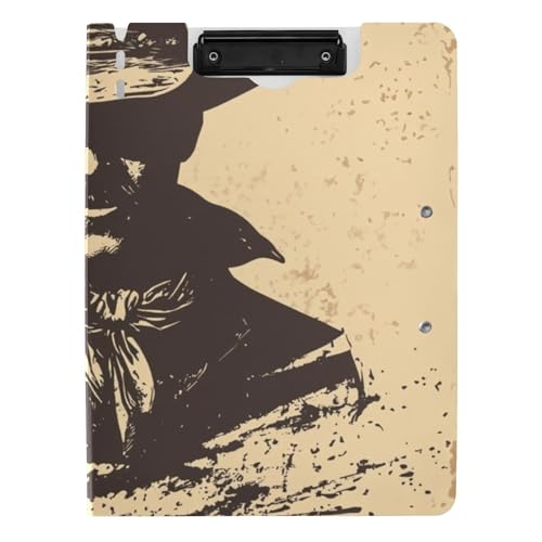 Faltbares Klemmbrett Western Cowboy Sporen A4 Klemmbrett Folio Doppelte Metallclips Stifthalter Schule Klemmbrett mit Abdeckung von siphylline