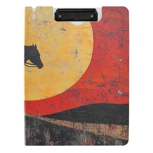 Faltbares Klemmbrett Western Cowgirl A4 Klemmbrett Folio Horizontal und Vertikal Doppelclips Büro Klemmbrett mit Abdeckung von siphylline