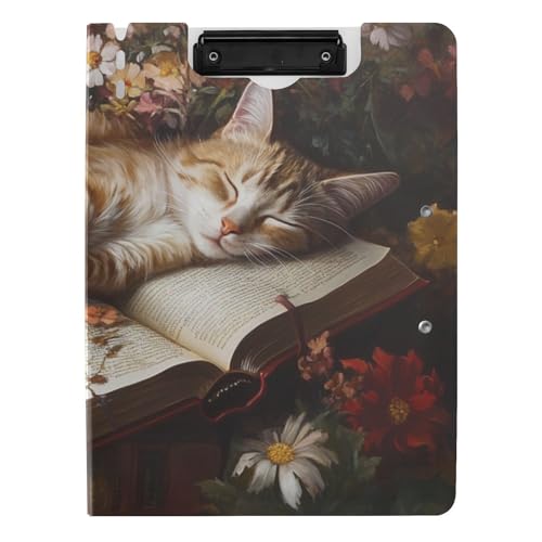 Faltbares Klemmbrett mit Aufbewahrung, Blumenbuch, Schlafkatze, A4-Klemmbrett, horizontale und vertikale Doppel-Clips, Still-Clipboard mit Abdeckung Faltbares Klemmbrett mit Aufbewahrung, Blumenbuch, Schlafkatze, A4-Klemmbrett, horizontale und vertikale Doppel-Clips, Still-Clipboard mit Abdeckung von siphylline