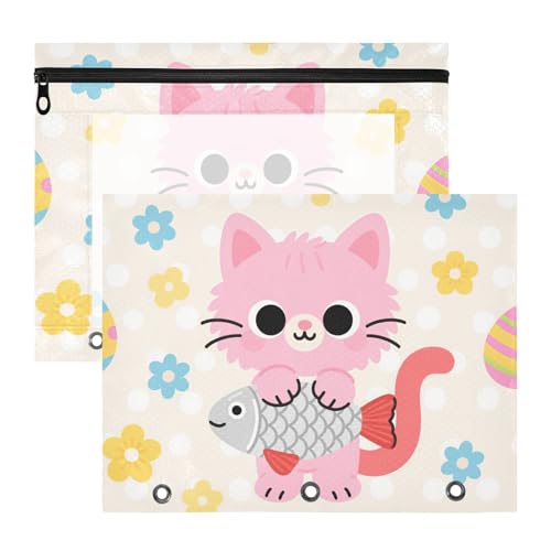 Federmäppchen, 3 Löcher, 3 Locher für A4-Papier, Briefe, 2 Stück, Lehrer, Kunstbedarf, Aufbewahrung, Cartoon, niedliche Katze Federmäppchen, 3 Löcher, 3 Locher für A4-Papier, Briefe, 2 Stück, Lehrer, Kunstbedarf, Aufbewahrung, Cartoon, niedliche Katze von siphylline