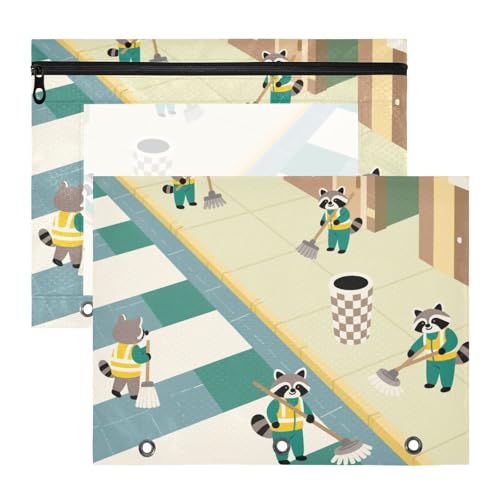 Federmäppchen, Mehrzweck-Locher, 3 Löcher, für 3 Ringe, 2 Stück, Schüler, Schulbedarf, Cartoon, Waschbär, saubere Straße Federmäppchen, Mehrzweck-Locher, 3 Löcher, für 3 Ringe, 2 Stück, Schüler, Schulbedarf, Cartoon, Waschbär, saubere Straße von siphylline