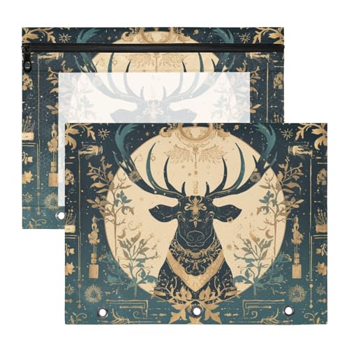 Federmäppchen, tragbar, 3 Löcher, für 3 Ringe, 2 Stück, Lehrer, Schulanfang, Saiga, Schwarz/Gold, Boho-Stil Federmäppchen, tragbar, 3 Löcher, für 3 Ringe, 2 Stück, Lehrer, Schulanfang, Saiga, Schwarz/Gold, Boho-Stil von siphylline