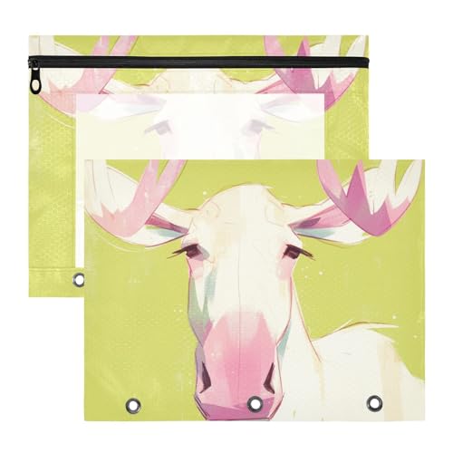 Federmäppchen, tragbar, 3 Löcher, für A4-Papier, Briefe, 2 Stück, Lehrer, Kunstbedarf, Aufbewahrung, einzigartige Elch, Pastellfarbe Federmäppchen, tragbar, 3 Löcher, für A4-Papier, Briefe, 2 Stück, Lehrer, Kunstbedarf, Aufbewahrung, einzigartige Elch, Pastellfarbe von siphylline