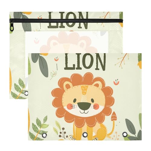 Federmäppchen, transparent, 3 Löcher, für A4-Papier, Briefe, 2 Stück, Lehrer, College, Cartoon, niedlich, handlich gezeichneter Löwe Federmäppchen, transparent, 3 Löcher, für A4-Papier, Briefe, 2 Stück, Lehrer, College, Cartoon, niedlich, handlich gezeichneter Löwe von siphylline