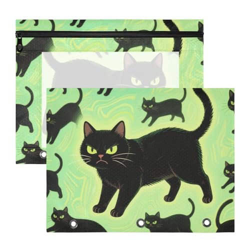 Federmäppchen mit 3 Löchern, Aufbewahrungstasche für A4-Papier, Briefe, 2 Stück, Lehrerklasse, Cartoon, niedliche wütende schwarze Katze Federmäppchen mit 3 Löchern, Aufbewahrungstasche für A4-Papier, Briefe, 2 Stück, Lehrerklasse, Cartoon, niedliche wütende schwarze Katze von siphylline