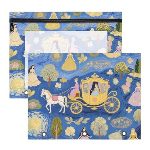 Federmäppchen mit 3 Löchern, für 3 Ringe, 2 Stück, Schüler, Schulbedarf, blau, Kunst, Malerei, Prinzessinnenkutsche Federmäppchen mit 3 Löchern, für 3 Ringe, 2 Stück, Schüler, Schulbedarf, blau, Kunst, Malerei, Prinzessinnenkutsche von siphylline
