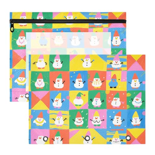 Federmäppchen mit 3 verstärkten Ösen, Kunststoff-Aktenordner für A4-Papier, Briefe, 2 Stück, Studenten, Klassenzimmer, Cartoon, niedlicher Schneemann, bunt Federmäppchen mit 3 verstärkten Ösen, Kunststoff-Aktenordner für A4-Papier, Briefe, 2 Stück, Studenten, Klassenzimmer, Cartoon, niedlicher Schneemann, bunt von siphylline