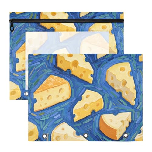 Federmäppchen mit Reißverschluss, 3 Locher für 3 Ringe, Ordner, 2 Stück, Studenten, Klasse, Lebensmittel, Käse, Blau, Kunstmalerei Federmäppchen mit Reißverschluss, 3 Locher für 3 Ringe, Ordner, 2 Stück, Studenten, Klasse, Lebensmittel, Käse, Blau, Kunstmalerei von siphylline