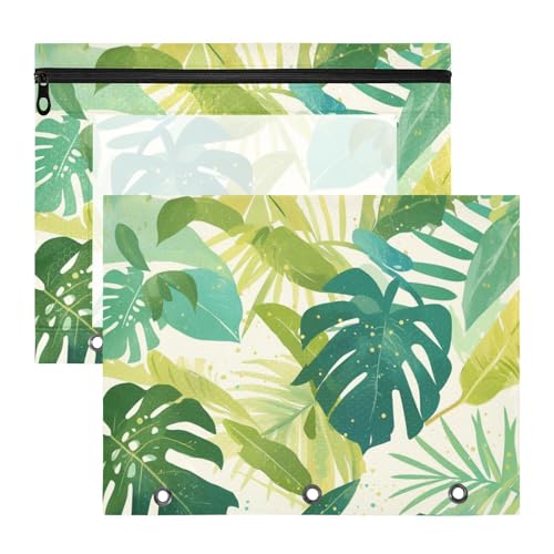 Federmäppchen mit Sichtfenster, 3 Locher für 3 Ringe, 2 Stück, für Lehrer, College, Aquarell, Monstera, Deliciosa, Blätter, Grün Federmäppchen mit Sichtfenster, 3 Locher für 3 Ringe, 2 Stück, für Lehrer, College, Aquarell, Monstera, Deliciosa, Blätter, Grün von siphylline