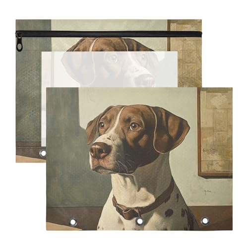 Federmäppchen mit glatten Reißverschlüssen, Kunststoff-Dokumentenmappe für A4-Papier, Briefe, 2 Stück, für Schüler, Studenten, Lehrerbedarf, Hund, Retro, Vintage Federmäppchen mit glatten Reißverschlüssen, Kunststoff-Dokumentenmappe für A4-Papier, Briefe, 2 Stück, für Schüler, Studenten, Lehrerbedarf, Hund, Retro, Vintage von siphylline
