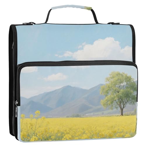 Gelber Raps-Blumenfeld, 3 Ringe, 3,8 cm, Ordner mit extra Taschen mit Griff, inklusive Reißverschlusstasche, Dokumentenmappe, Organizer für Mittelschüler Gelber Raps-Blumenfeld, 3 Ringe, 3,8 cm, Ordner mit extra Taschen mit Griff, inklusive Reißverschlusstasche, Dokumentenmappe, Organizer für Mittelschüler von siphylline