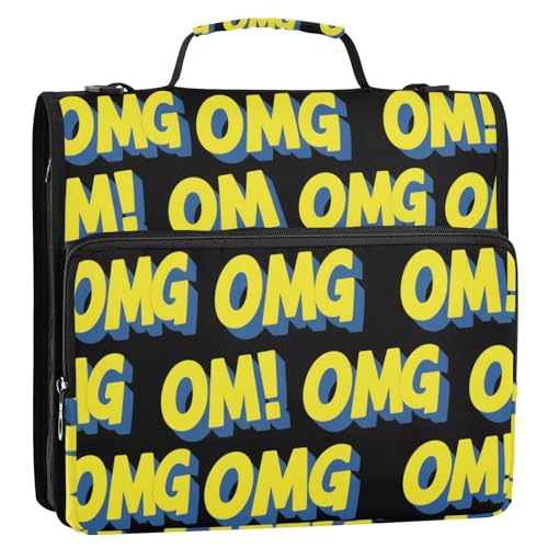 Gelbes OMG 3,8 cm Ringbuch mit 3 Ringen und extra Taschen mit Griff, mehrere Taschen, Dokumenten-Organizer, Tasche für Mittelschule Gelbes OMG 3,8 cm Ringbuch mit 3 Ringen und extra Taschen mit Griff, mehrere Taschen, Dokumenten-Organizer, Tasche für Mittelschule von siphylline