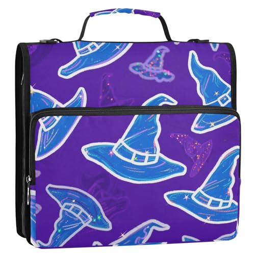Happy Halloween Hexenhut lila 3,8 cm 3 Ringe Organizer Ordner mit Gurt mehrere Taschen Schulbedarf Organizer für Schule von siphylline