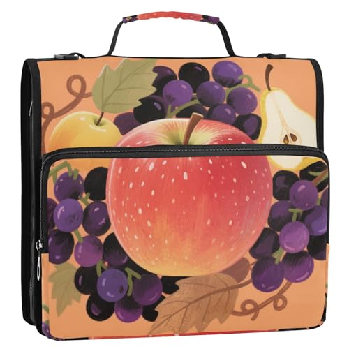 Harvest Fruits Autumn 3,8 cm Ringordner Organizer mit Schultergurt, wasserdicht, Dokumentenordner, Organizer, geeignet für Mittelschule von siphylline