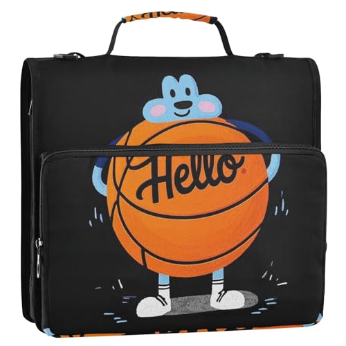 Hello Cartoon Cute Orange Basketball 3,8 cm 3-Ringe Binder Organizer mit Griff Mehrere Taschen Schulbedarf Organizer für Büro Schule Hello Cartoon Cute Orange Basketball 3,8 cm 3-Ringe Binder Organizer mit Griff Mehrere Taschen Schulbedarf Organizer für Büro Schule von siphylline