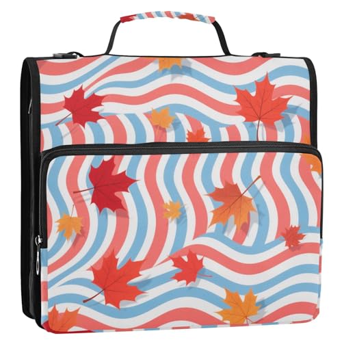 Herbst-Ahornblätter, 3,8 cm, 3 Ringe, mit Reißverschluss, Ordner mit Schultergurt, mehrere Taschen, Dokumenten-Organizer, Tasche für Schule/Büro Herbst-Ahornblätter, 3,8 cm, 3 Ringe, mit Reißverschluss, Ordner mit Schultergurt, mehrere Taschen, Dokumenten-Organizer, Tasche für Schule/Büro von siphylline
