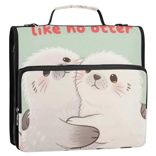 I Love You Like No Otter 3 Ringe 3,8 cm Reißverschluss Ordner Organizer mit Schultergurt und Griff, leicht zu transportieren, Dokumentenmappe für Schule und Büro von siphylline