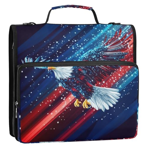 Independence Bird 3,8 cm 3 Ringe Reißverschluss Ordner mit Schultergurt, mehrere Taschen, Schulordner, Organizer, geeignet für Mittelschule von siphylline