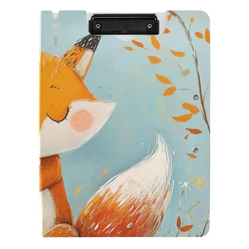 Klappbares Klemmbrett "Chubby Fox", A4, Klemmbrett, Folio-Ordner, doppelte Metall-Clips, Stifthalter, Büro-Klemmbrett mit Abdeckung von siphylline