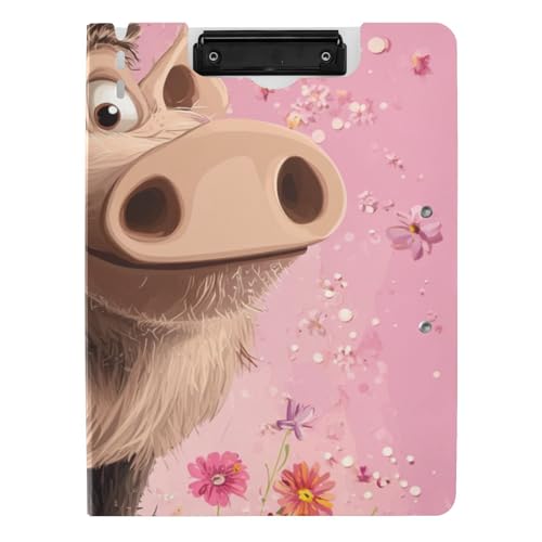Klemmbrett Faltbar Cartoon Warzenschwein Rosa A4 Klemmbrett Binder Doppelclips Stifthalter Büro Klemmbrett mit Abdeckung von siphylline
