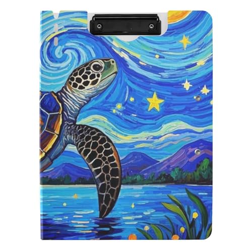 Klemmbrett Faltbare blaue Kunst Stern Schildkröte Blau A4 Klemmbrett mit Padfolio Horizontal und Vertikal Doppelclips Büro Klemmbrett mit Abdeckung von siphylline