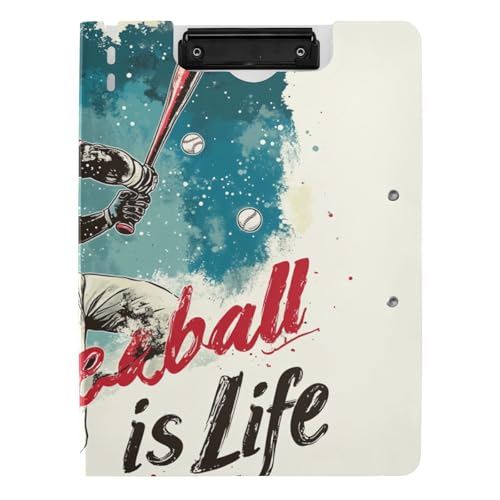 Klemmbrett Faltbares Baseball Life Men A4-Klemmbrett mit Ordner Doppelte Metallclips Stifthalter Still-Clipboard mit festem Einband von siphylline