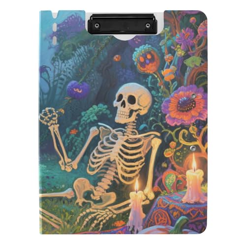 Klemmbrett Faltbares Halloween Retro Orange Kürbis A4 Klemmbrett mit Padfolio Horizontal und Vertikal Doppelclips Still-Clipboard mit Abdeckung von siphylline