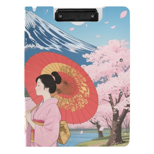 Klemmbrett Japanische Blume Fuji Mountain A4 Klemmbrett Binderfolio Horizontal und Vertikal Doppelclips Schule Klemmbrett mit Abdeckung von siphylline