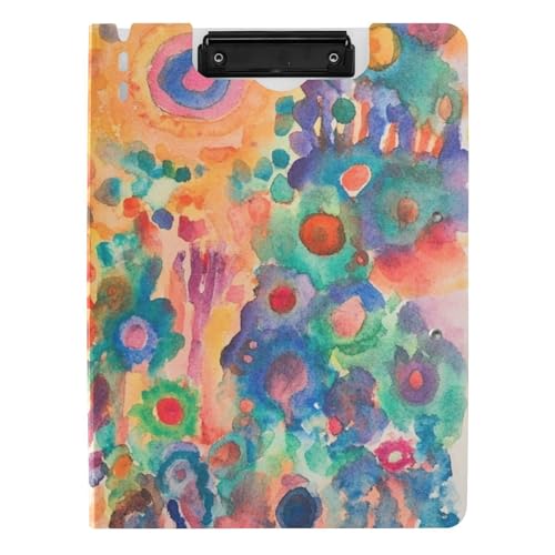 Klemmbrett-Mappe, Aquarellfarben, buntes abstraktes Muster, A4-Klemmbrett mit Ordner, zwei Metall-Clips, Stifthalter, Still-Clipboard mit Abdeckung Klemmbrett-Mappe, Aquarellfarben, buntes abstraktes Muster, A4-Klemmbrett mit Ordner, zwei Metall-Clips, Stifthalter, Still-Clipboard mit Abdeckung von siphylline